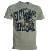 Replay Grey T-Shirt with Navy Velour Design
