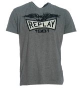 Grey T-Shirt with Velour Design