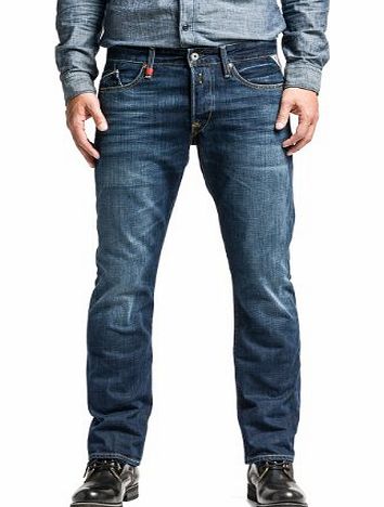 Replay Mens Straight Jeans - Blue - Blau (7) - 32W/32L (Brand size: 32/32)