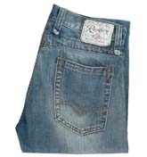 Replay Mid Blue Straight Leg Jeans - 32` Leg