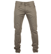 Mid Grey Cotton Twill Tapered Leg Jeans