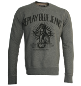 Replay Mid Grey Sweatshirt with Printed Design