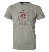 Replay Mid Grey T-Shirt with Velour Design