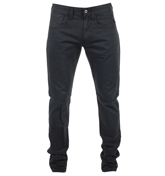 Navy Cotton Twill Tapered Leg Jeans