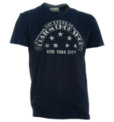 Replay Navy T-Shirt with White Printed Design