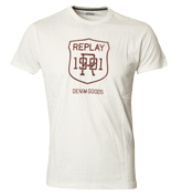 Replay Off-White T-Shirt with Velour Design