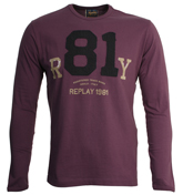 Replay Purple T-Shirt with Large Sewn Logo