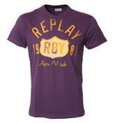 Replay Purple T-Shirt with Printed Logo