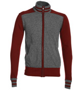 Red and Grey Full Zip Sweater