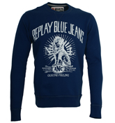 Replay Royal Blue Sweatshirt with Printed Design