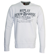 Replay White Sweatshirt with Printed Design