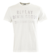 White T-Shirt with Faded Printed Logo