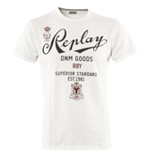 Replay White T-Shirt with Navy Printed Logo