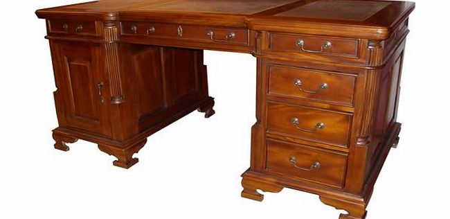 Reproduction Furniture Mahogany Georgian Style Quality Pedestal Desk 150cm New Antique Reproduction
