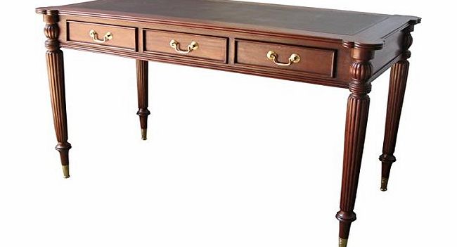 Regency Antique Reproduction 3 Drawer Writing Table Office Desk Solid Mahogany