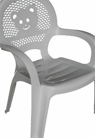 Resol Childrens Kids Garden Outdoor Plastic Chair - White - Childs Furniture (1 chair)