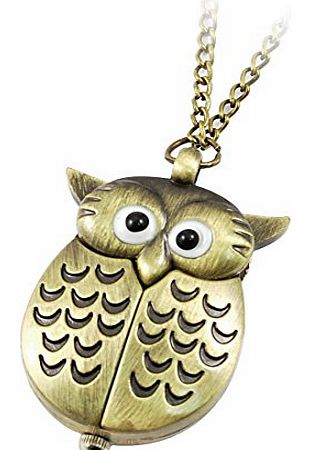 (TM) Lady Bronze Tone Night Owl Shape Pendant Necklace Watch