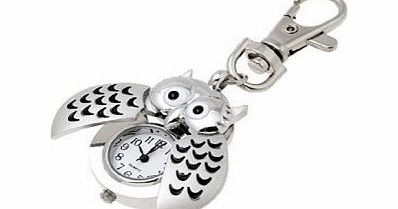 RESTLY (TM) Queen Fashion Silvery Vintage Style Owl Watch Keyring Key chain rings