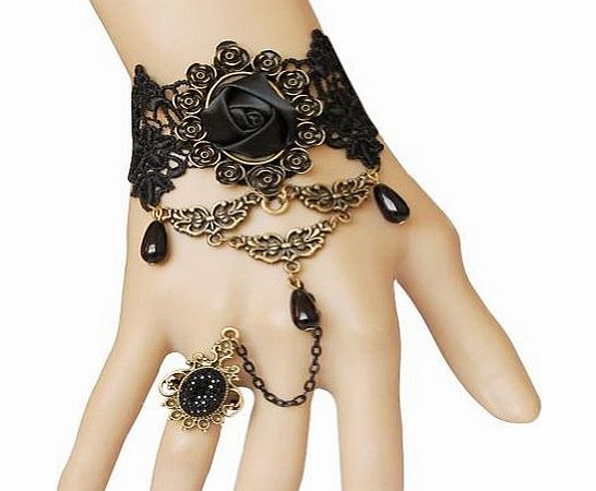 Fashion Retro Vintage Pearl Women Wristband Bracelet Ring Set ewelry Halloween Decorat oins Present For Costume Ball Fancy Ball Masquerade