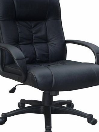 Retail Zone PADDED COW SPLIT LEATHER HIGH BACK OFFICE CHAIR - BLACK