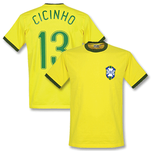 Retake 1970 Brazil Home Retro Shirt   Cicinho 13 (02-03 style)
