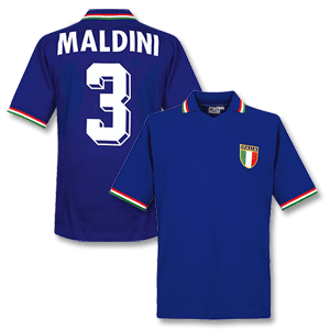 1982 Italy Home Retro shirt + Maldini No.3