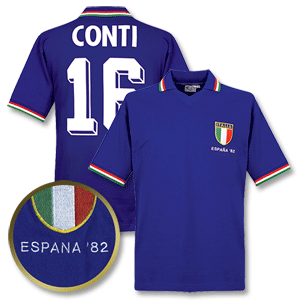 1982 Italy Home Retro Shirt No.16 Conti 1982 WC Embroidery