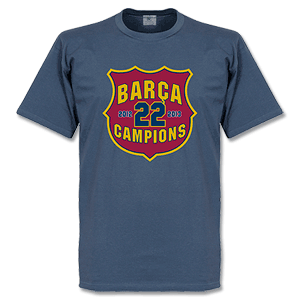 Barcelona 22 Champions Crest T-Shirt - Denim