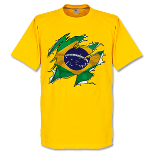 Retake Brazil Ripped Flag T-Shirt - Yellow