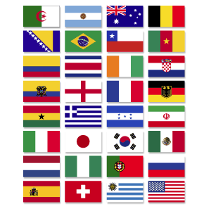 2014 WC 32 National Team Flag Flex Patches (30mm