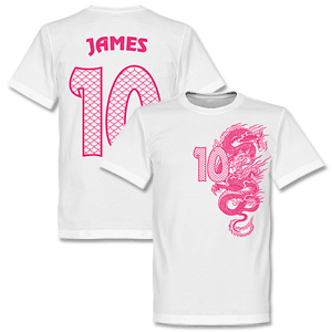 Retake James No.10 Dragon T-shirt - White/Pink