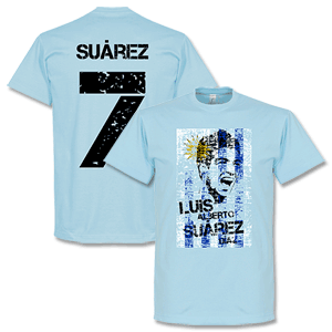 Retake Luis Suarez Uruguay Flag T-shirt - Sky