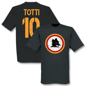 Roma Vintage Crest with Totti 10 T-shirt - Black