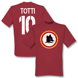 Roma Vintage Crest with Totti 10 T-shirt - Maroon