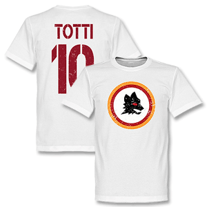 Roma Vintage Crest with Totti 10 T-shirt - White