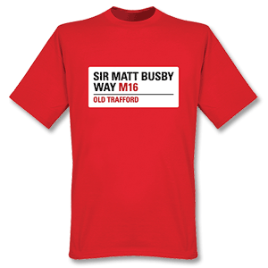 Retake Sir Matt Busby Way Sign T-shirt - Red