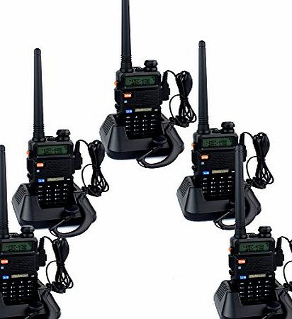 Retevis Baofeng UV-5R UHF/VHF 136-174/400-480MHz FM Transceiver DTMF Handheld Intercom Walkie Talkie Two Way Radio Long Range Black 5 Pack