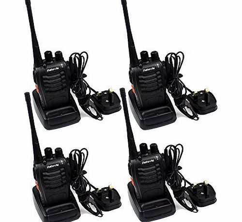 H-777 UHF 400-470MHz 16CH CTCSS/DCS Best Economic Applicable Walkie Talkies with Headsets 2 Way Ham Radio Black 4 Pack