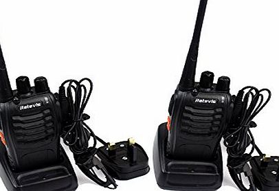 Retevis H-777 UK Plug 1500mAh Long Range Two Way Radios UHF400-470MHz Signal Frequency 16Channels Single Band with CTCSS and DCS Function and Build-in Led Torch Handheld Walkie Talkie with Free Origin