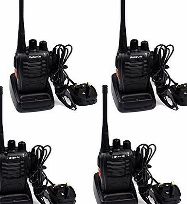 H-777 UK Plug UHF 400-470MHz Frequency Range 2014 Best Economic Applicable 5W 16 Channels Signal Band Walkie Talkie with Original Headsets 2 Way Radio Black Pack of 2