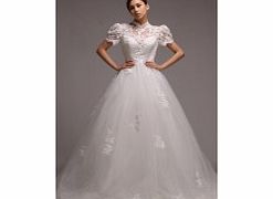Retro Noble Satin Tulle Chapel Train Wedding