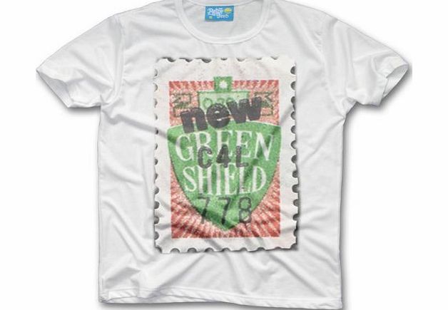Retro Tees Mens Green Shield Stamp T-shirt - Small