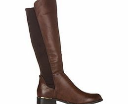 REVEAL Brown knee-high gold trim boots