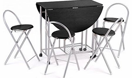 Revesun 5Pcs Butterfly Set Kitchen Table With Unique Folding Design -Black