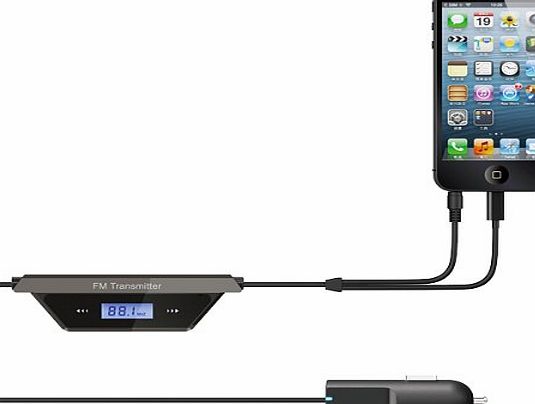 Revesun F28B FM Transmitter 3.5mm Audio Car Charger for iPhone6 iPhone6 Plus iPhone 5/5S/5C, iPad2/3/ 4, iPad Air2, iPad Mini