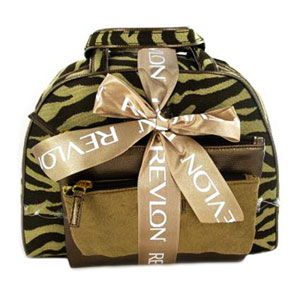 Revlon 3 Piece Travel Bag Set Brown Zebra