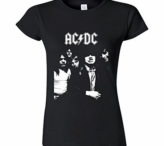 Ladies ACDC Highway to Hell Angus Young Womens Girls T Shirt Hard Rock Music Tee Metal Top Clothing (Medium, Black)