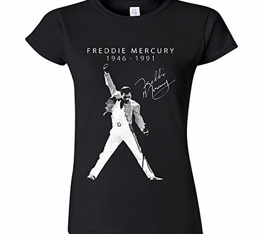 Revolution Tees Ladies Queen Freddie Mercury Pose T Shirt We Will Rock You Music Tee Magic Tour Freddy Womens Girls (XX-Large)