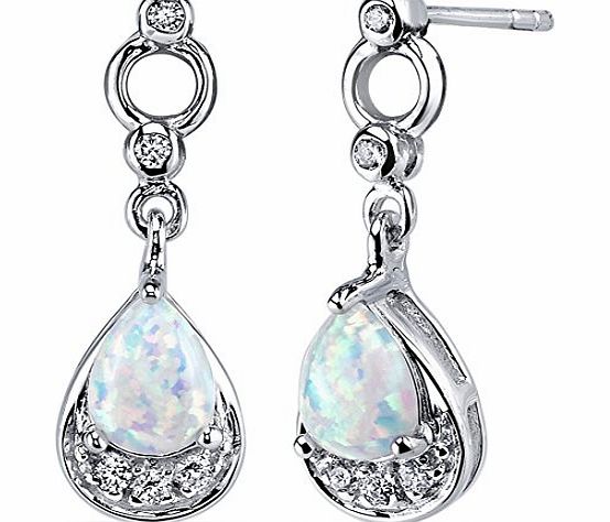Revoni Created Sterling Silver 1.00ct Opal Dangle Earrings