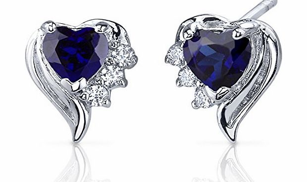 Revoni Cupids Grace 1.50ct Blue Sapphire Heart Shape CZ Diamond Earrings in Sterling Silver